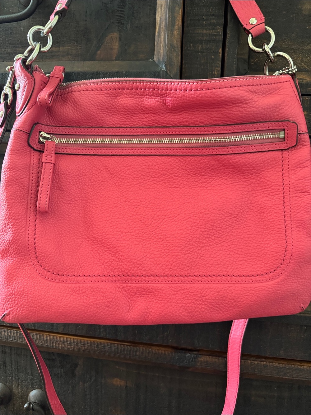 Coach Pink Leather Shoulder Bag with Dual Straps - Picture 6 of 9